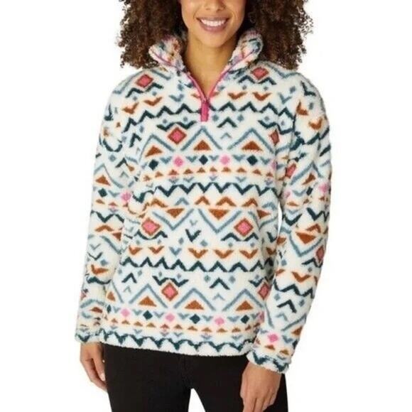 Eddie Bauer Women's Sherpa Aztec Tribal Patterned Pullover w/ 1/4 Zip Size Small - Picture 1 of 5